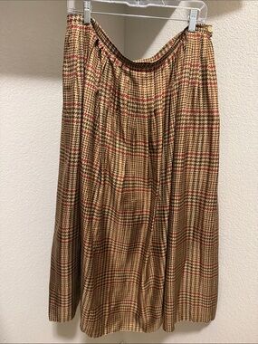 Lauren Ralph Lauren Silk Houndstooth Midi Skirt